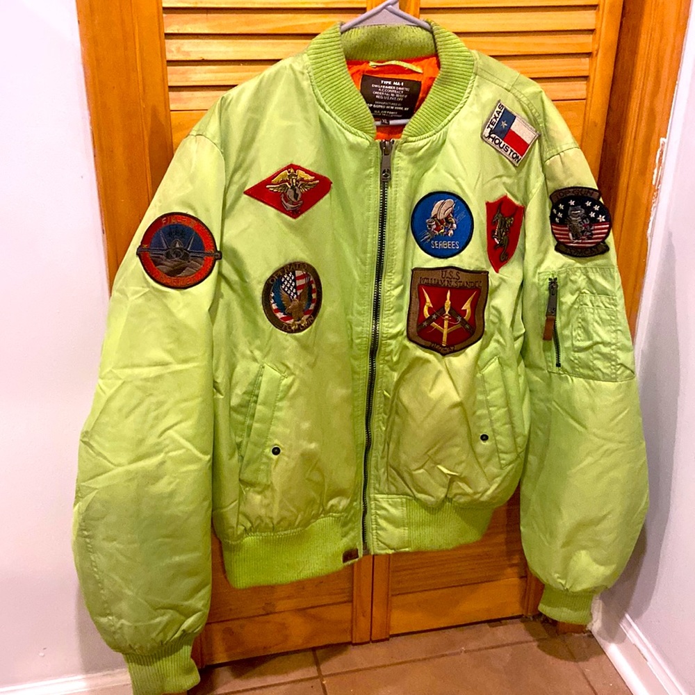 TOP GUN Lime Green MA1 Bomber Jacket